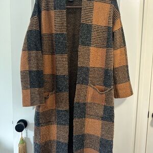 Checkered Duster Sweater - Small